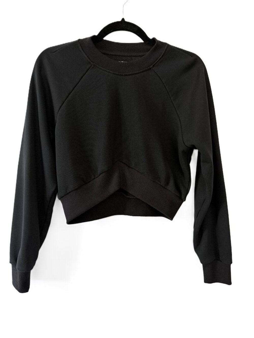 Commense Black Cropped Sweatshirt Size Small NWOT Minimalist Crewneck